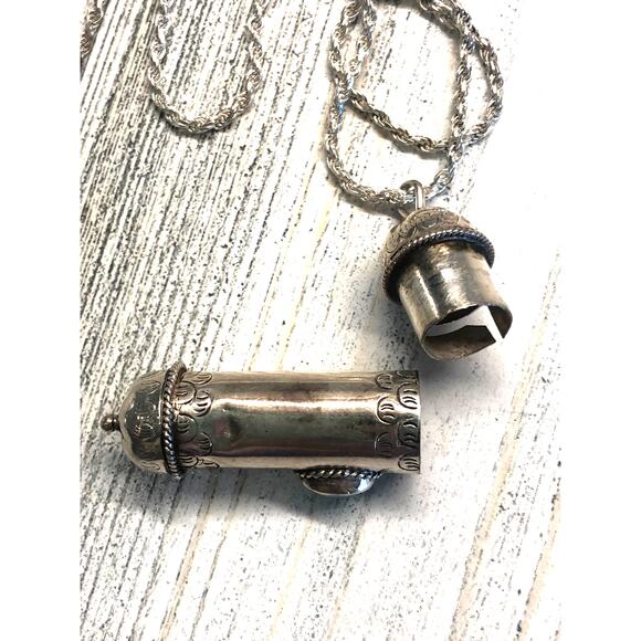 Silver and Stone Vial Necklace and Silver Chain Vintage EUC - Picture 3 of 3